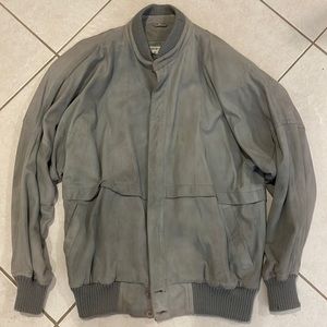 Bomber Jacket Nancy Heller Mens Silver Suede Size Small Vintage